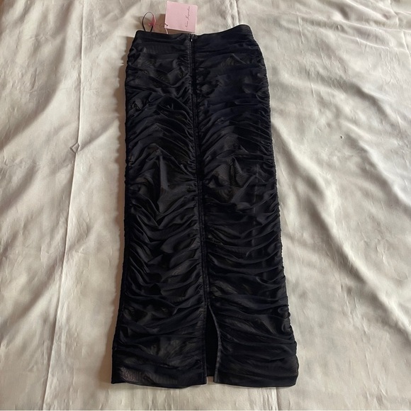 NEW! Nana Jacquline- High Waisted Lined Mesh Black Vanessa Silk Maxi Skirt M - Picture 6 of 10
